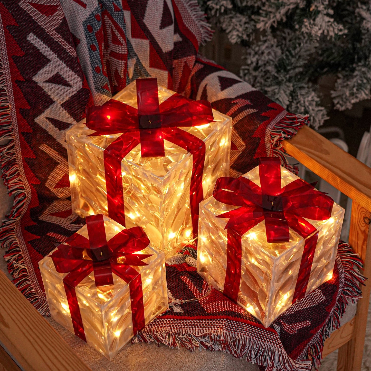 Floroux LED Coffret Cadeau | Éclairage de Noël | Décor pour Intérieur & Extérieur | Ensemble de 3 Boîtes