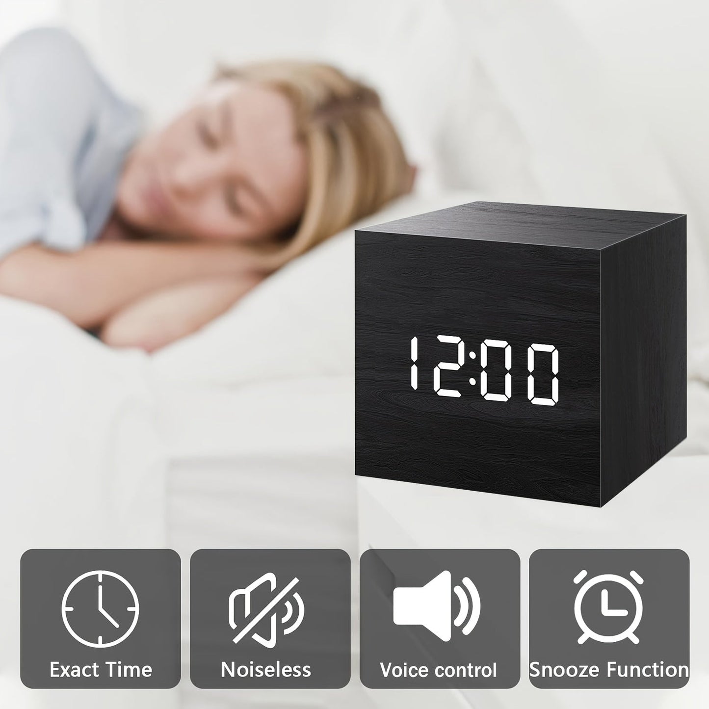 WoodTime Horloge – Réveil en Bois Élégant avec Affichage LED