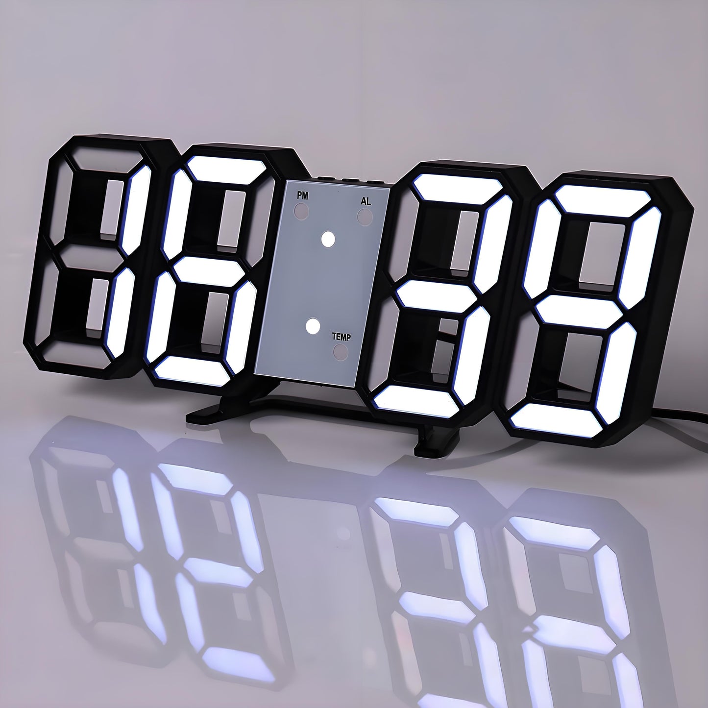 DigiTime Horloge – LED 3D Horloge avec Calendrier & Température