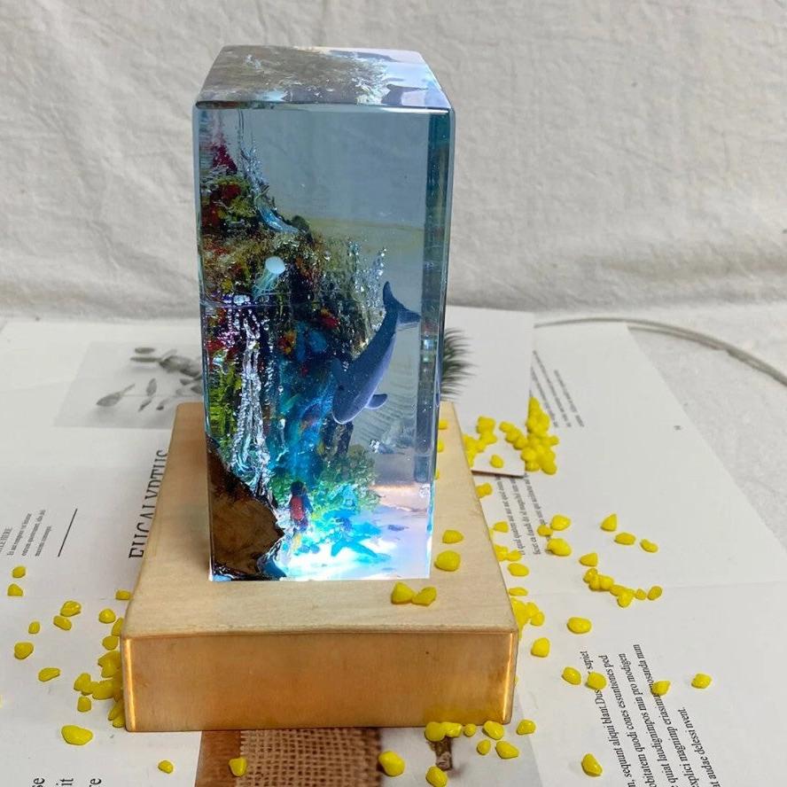 Floroux - Magnifique lampe de table Océan en résine pour votre maison