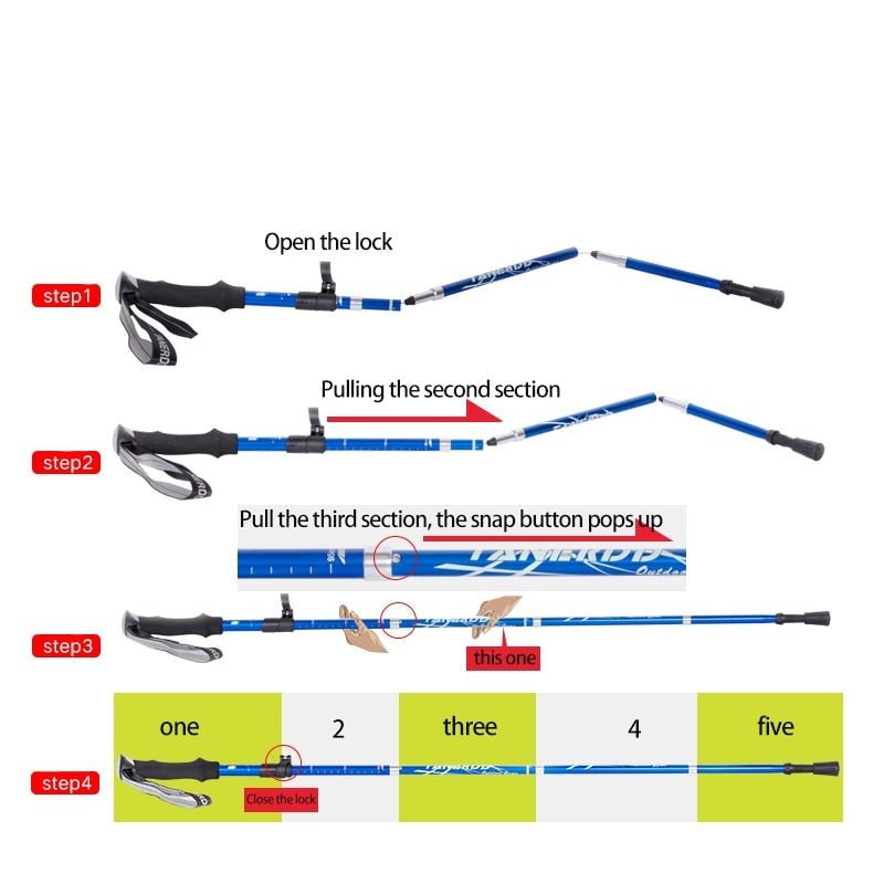 Adjustable hiking poles Floroux | Folding hiking poles | Lightweight and durable for outdoor adventures