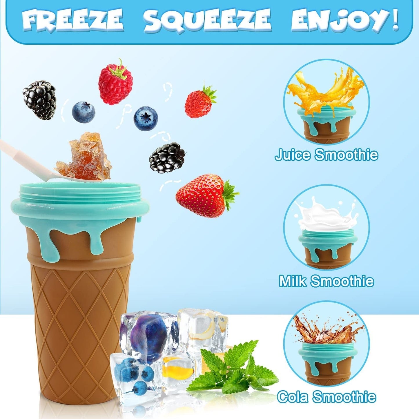 Tasse slushy grande de 500ml pour smoothies et glaces rapidement congelés
