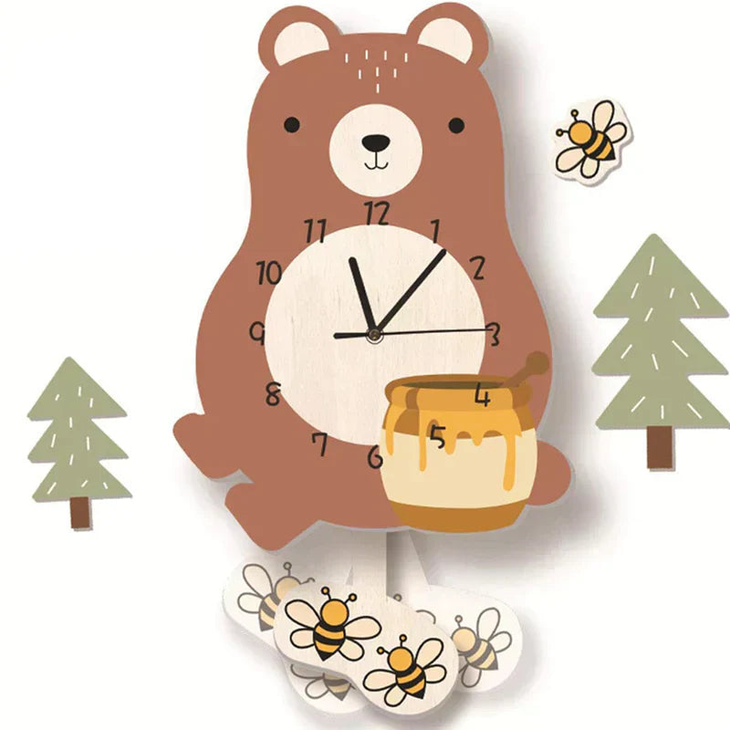 Floroux – Horloge à pendule pour enfants avec motifs d'animaux
