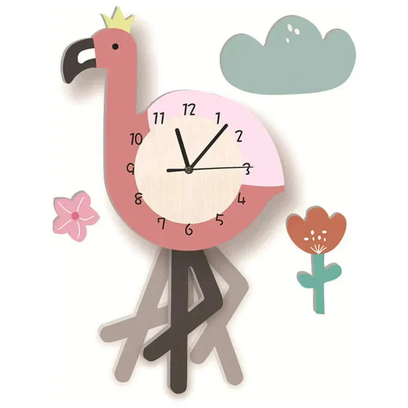 Horloge pendulaire pour enfants avec des motifs d'animaux | Décoration mignonne pour chambre d'enfant