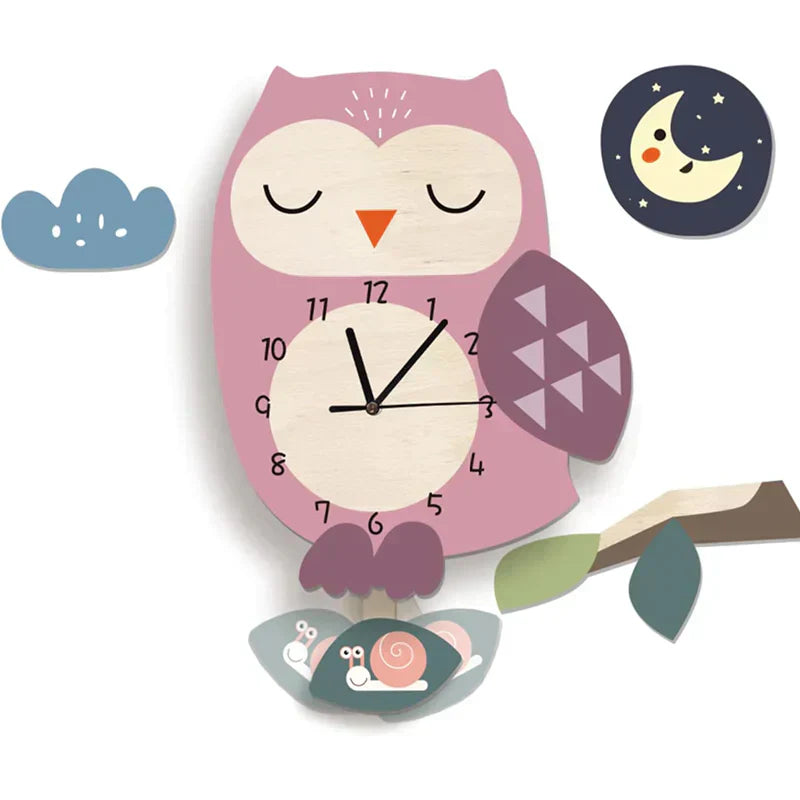 Floroux – Horloge à pendule pour enfants avec motifs d'animaux