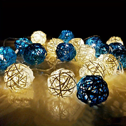 LuxAura – Élégante guirlande lumineuse en rotin 2m avec LED