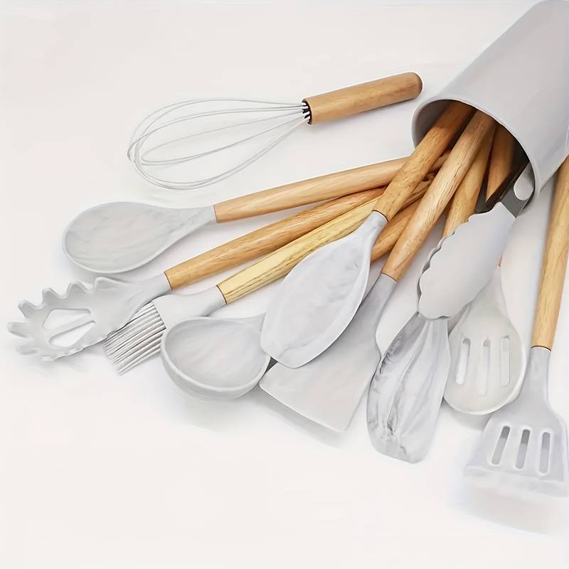 Canaya - Ensemble d'ustensiles de cuisine en silicone de luxe (12 pièces)