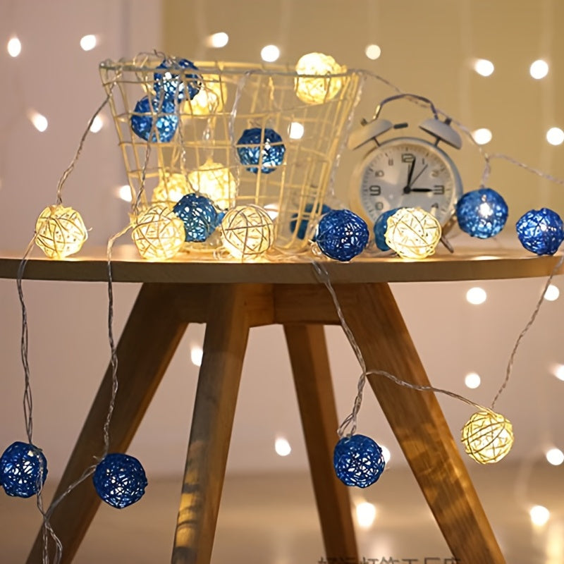 LuxAura – Élégante guirlande lumineuse en rotin 2m avec LED