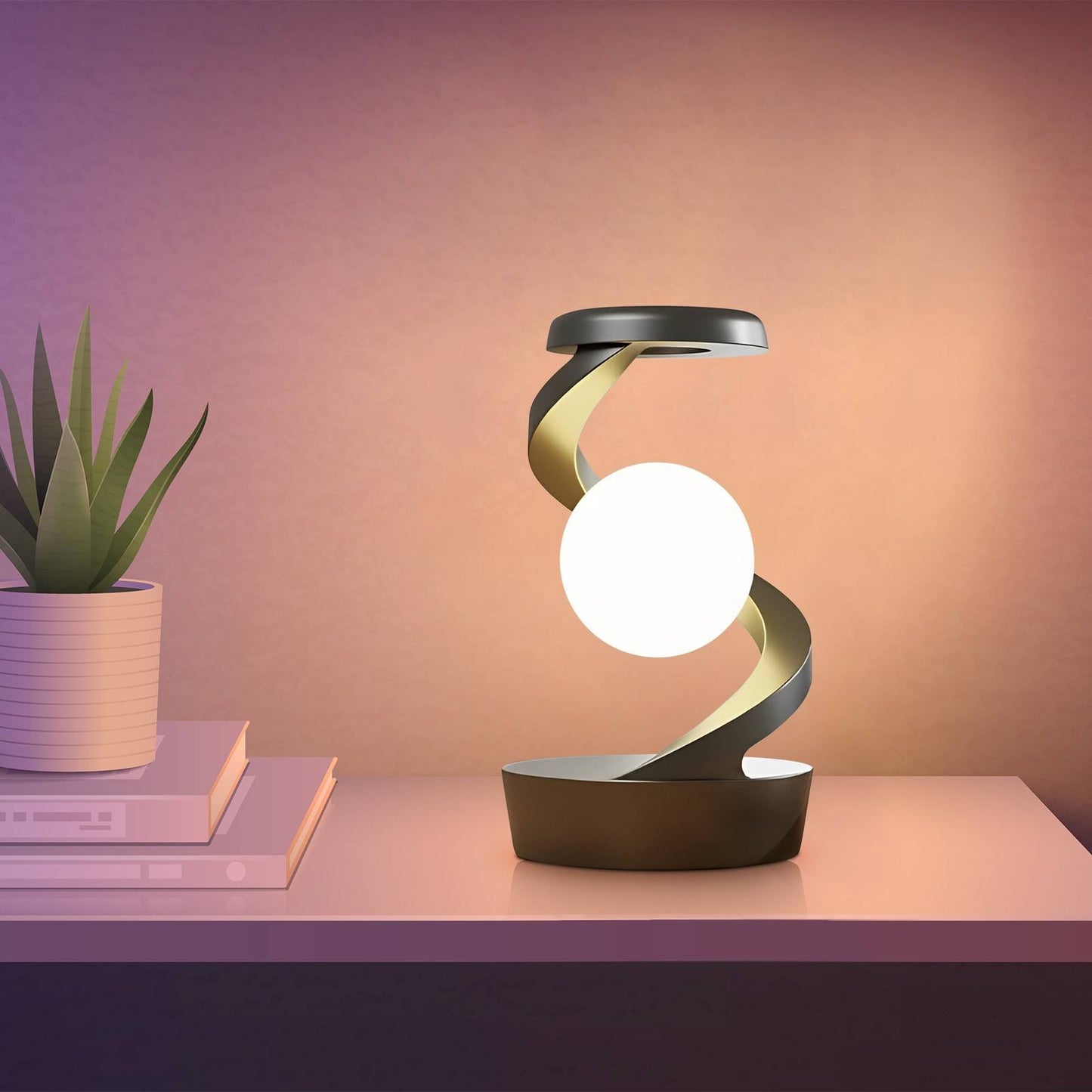 Floroux - Lampe de lune rotative avec chargement sans fil