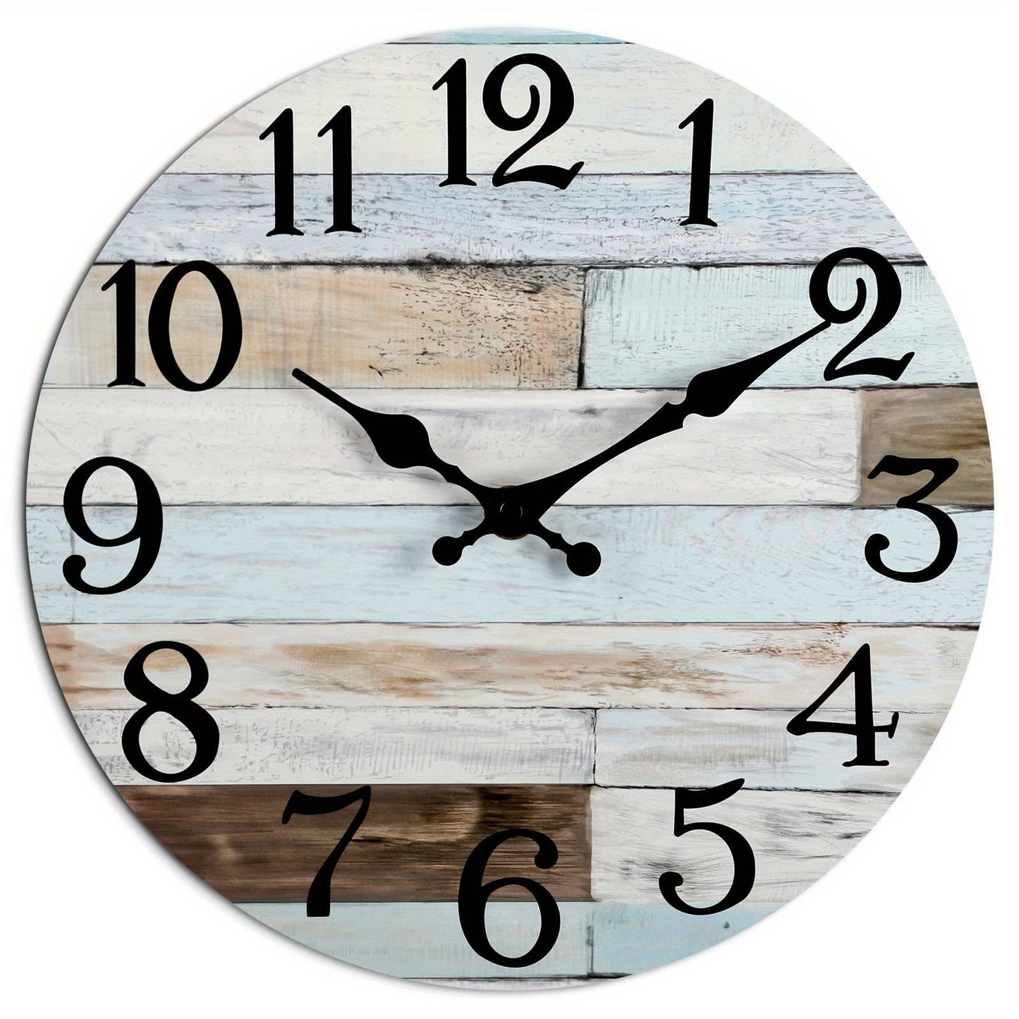 Floroux Horloge murale - Horloge ronde silencieuse, Thème bleu pour l'extérieur et l'intérieur