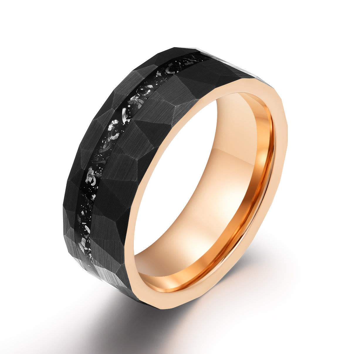 Ares - Bague en carbure de tungstène tourmaline noire de 8 mm