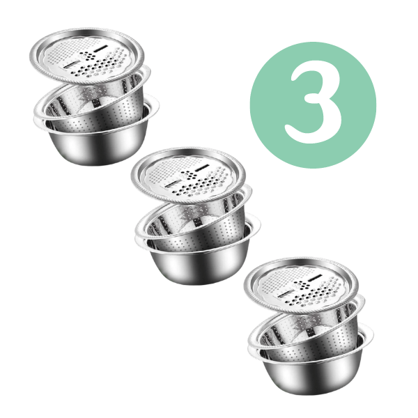 Ensemble de Bassins Multifonctionnels 3-en-1 en Acier Inoxydable Allemand