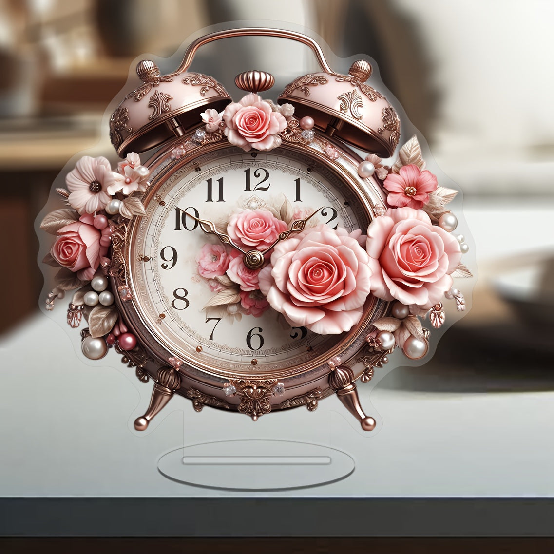 BohoBloom Horloge - Horloge mural floral vintage pour la table