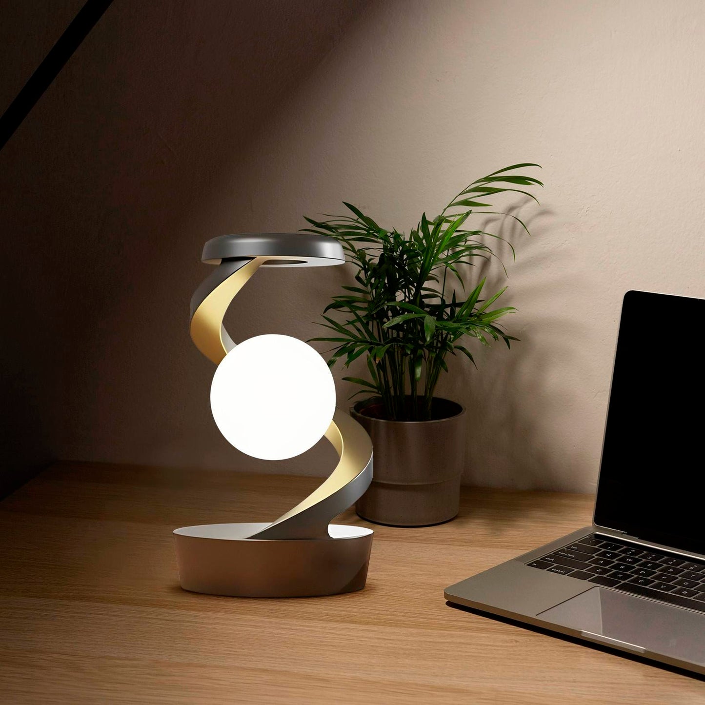 Floroux - Lampe de lune rotative avec chargement sans fil