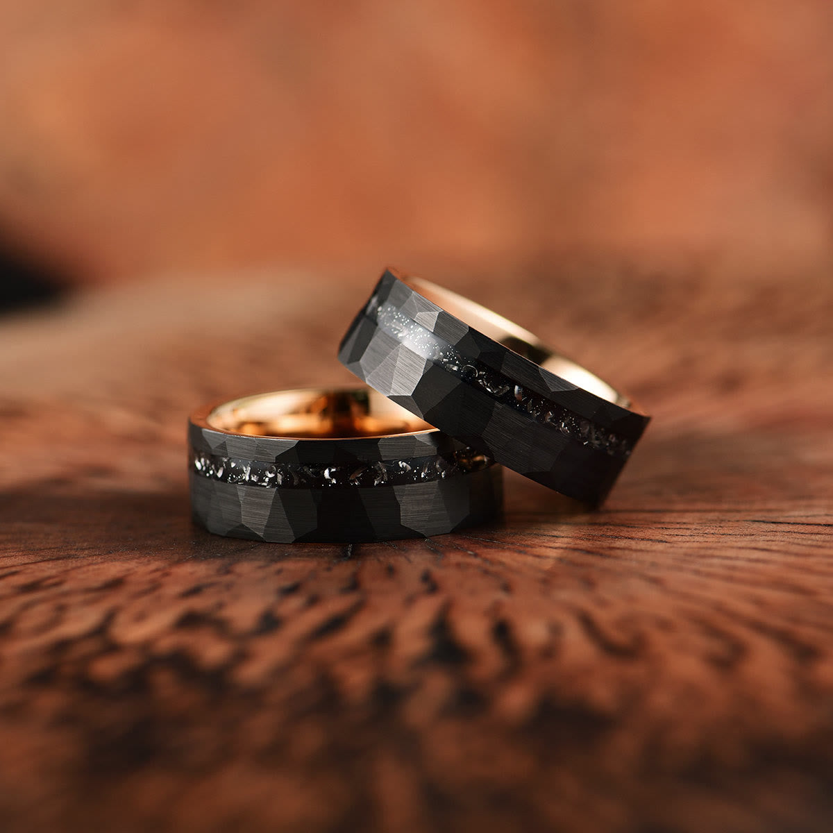 Ares - Bague en carbure de tungstène tourmaline noire de 8 mm