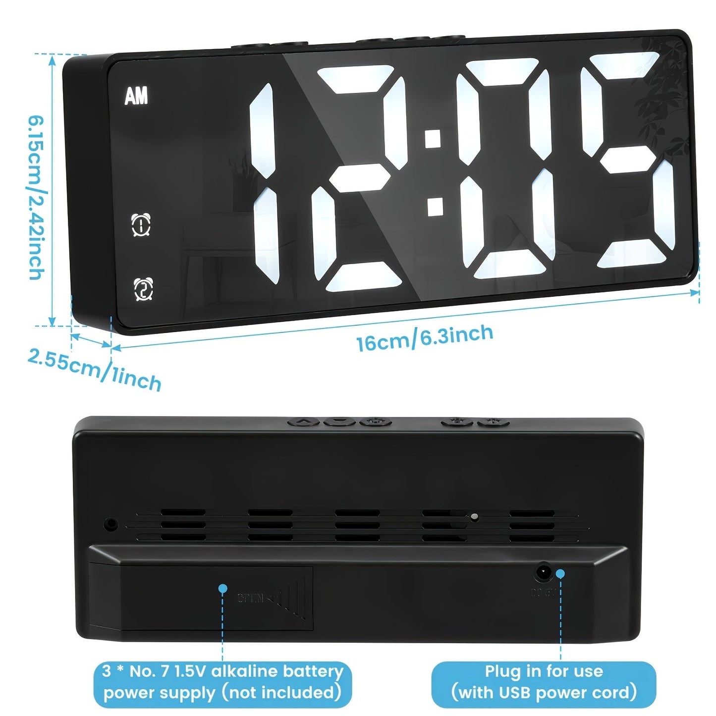 DigiGlow Horloge - Réveil LED Moderne avec Écran