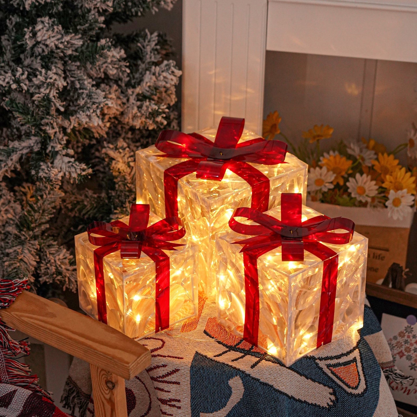 Floroux LED Coffret Cadeau | Éclairage de Noël | Décor pour Intérieur & Extérieur | Ensemble de 3 Boîtes