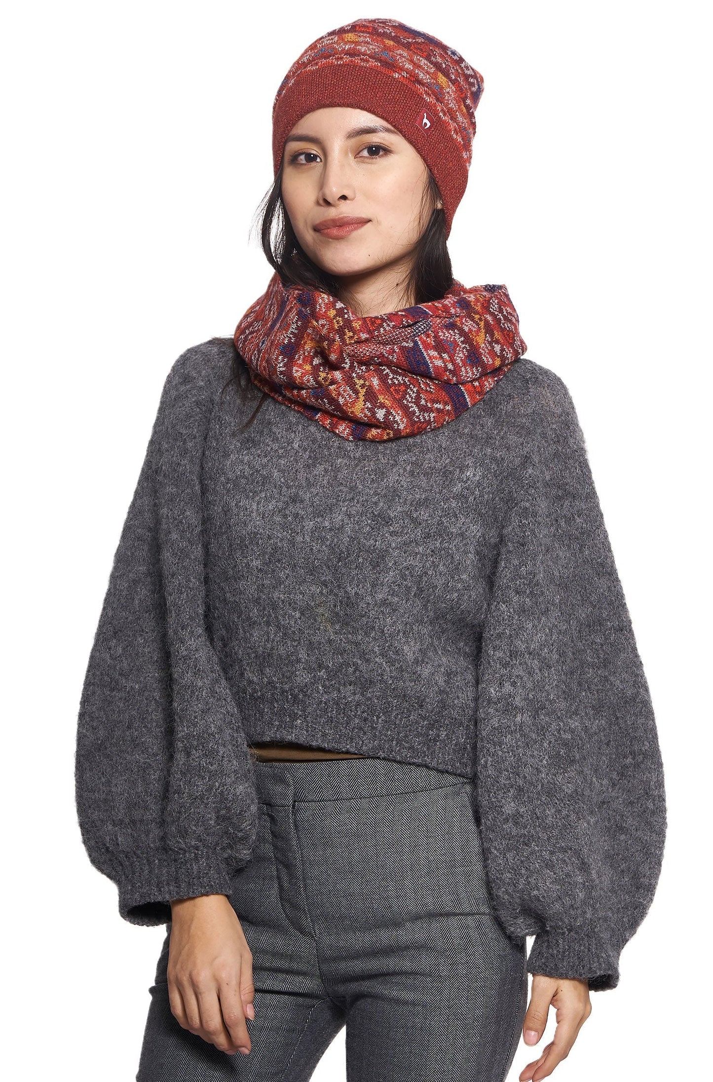 AlpacaFit Beanie - Luxe Jacquard Bonnet en 100%