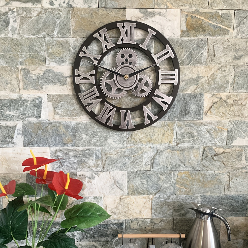 Horloge murale romaine surdimensionnée en argent - Horloge silencieuse pour le salon, le bureau et la cuisine