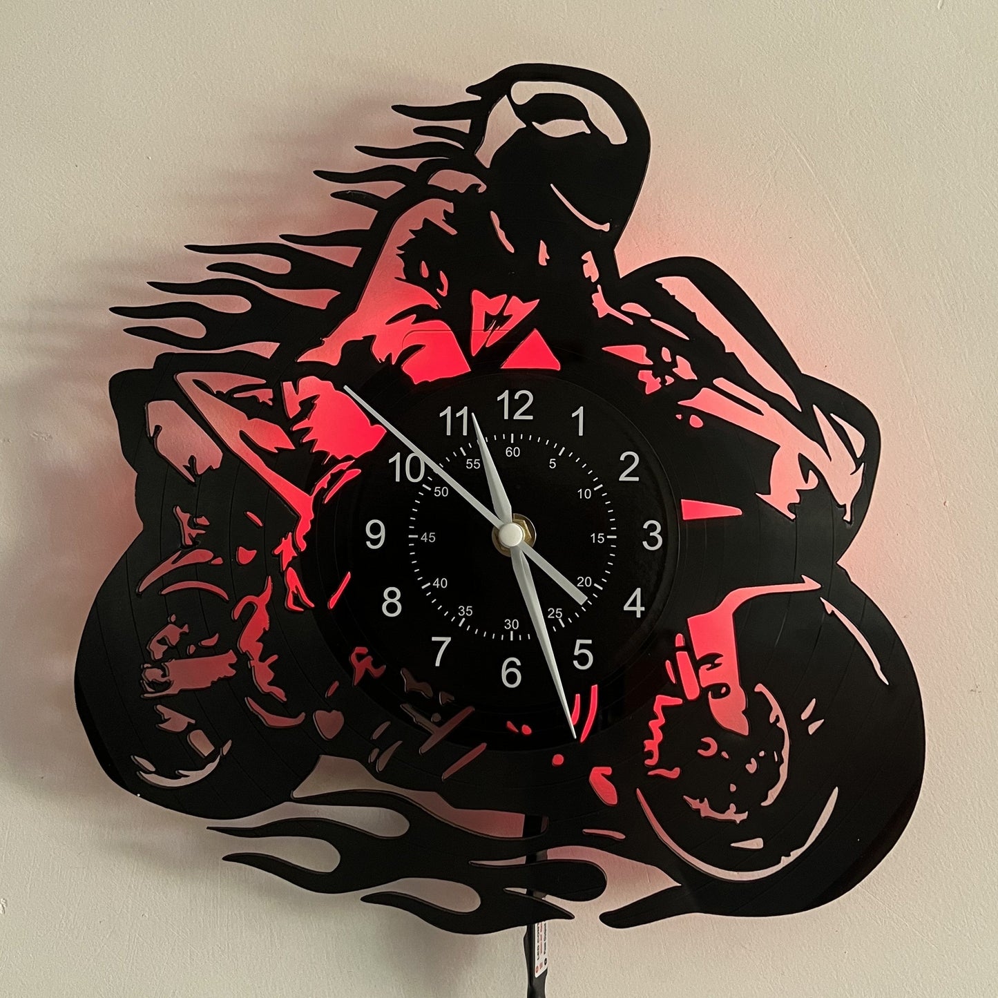 Horloge murale Floroux en vinyle - Thème moteur, style, pour décoration de salon et de bureau
