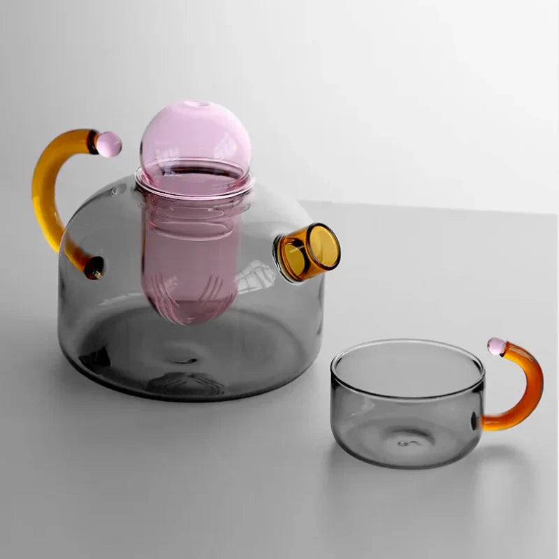 Théière et tasse en verre « Color Bloom »