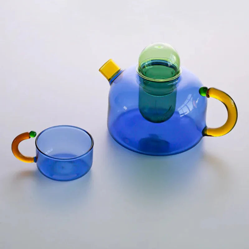 Théière et tasse en verre « Color Bloom »