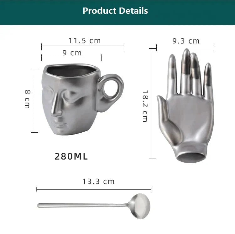 Ensemble de tasses à café avec forme de visage minimaliste