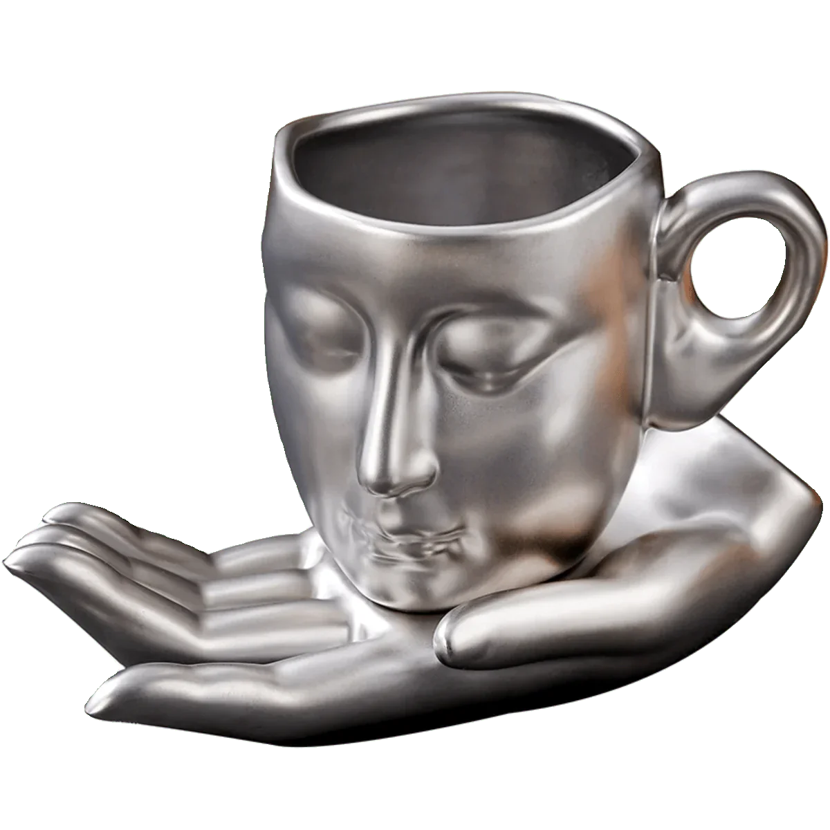 Ensemble de tasses à café avec forme de visage minimaliste