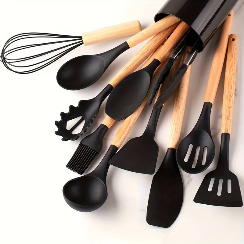 Canaya - Ensemble d'ustensiles de cuisine en silicone de luxe (12 pièces)