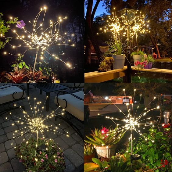 Floroux Pièce Lampes de jardin solaires d'extérieur Firework