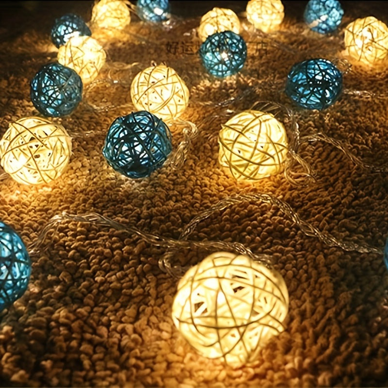 LuxAura – Élégante guirlande lumineuse en rotin 2m avec LED