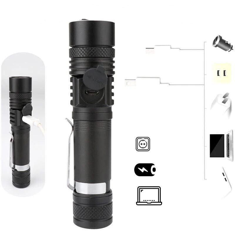 Floroux - Super lumineux 90000LM lampe de poche tactique zoomable avec batterie rechargeable