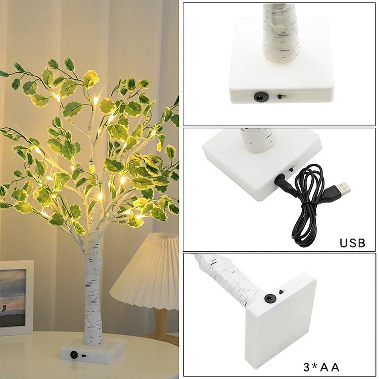 Floroux Feuilles Vertes LED Arbre Lumières