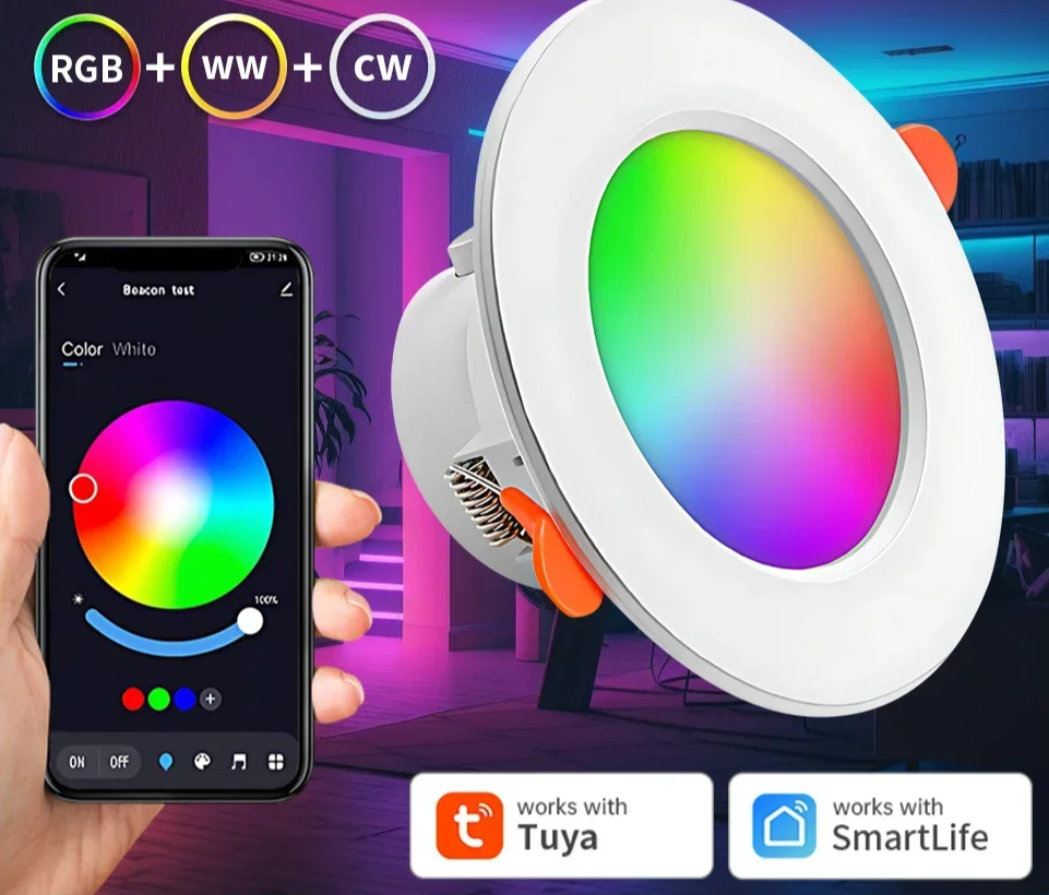 Tuya Zigbee Smart Wireless LED Downlights - RGB Wifi Contrôlé via SmartLife Google Alexa Apps