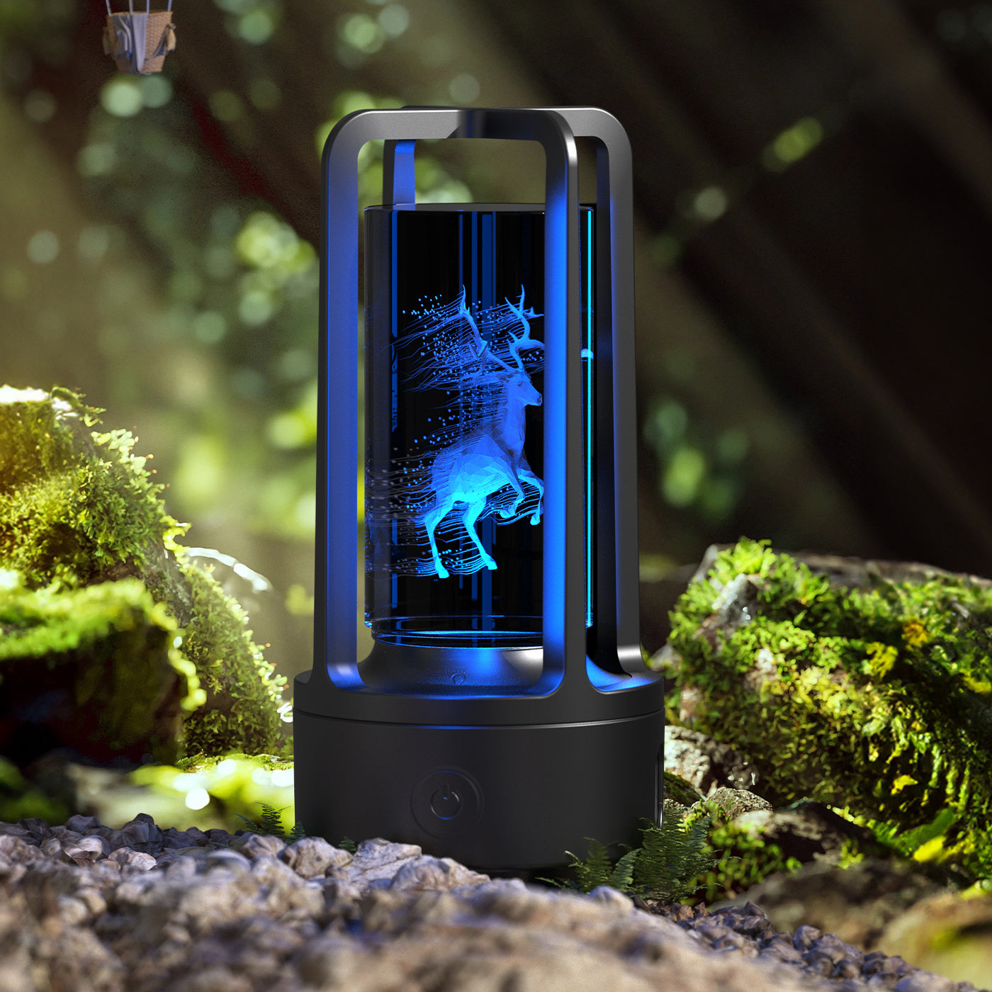 2-en-1 Lampe de nuit en cristal avec fleurs de l'arbre noir et enceinte Bluetooth lampe de bureau