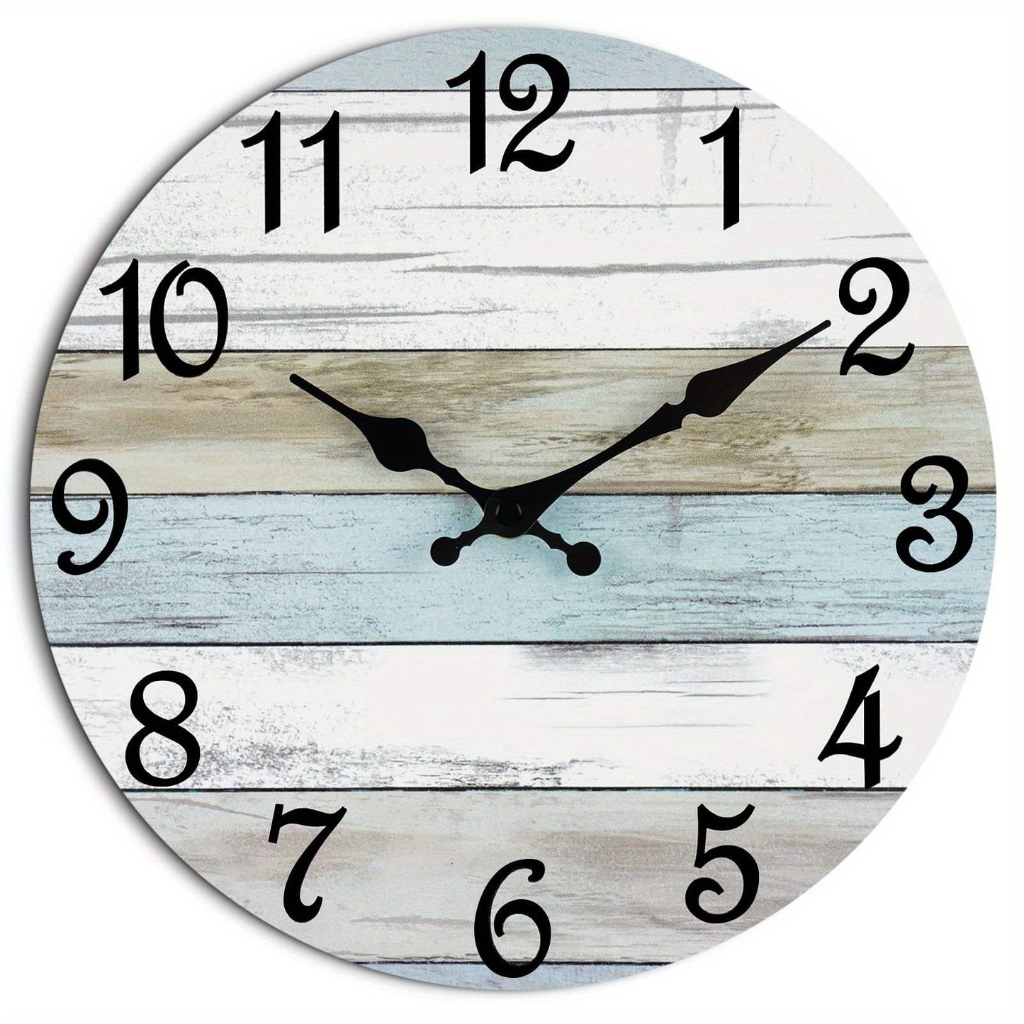 Floroux Horloge murale - Horloge ronde silencieuse, Thème bleu pour l'extérieur et l'intérieur