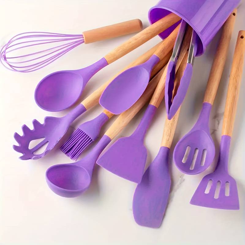 Canaya - Ensemble d'ustensiles de cuisine en silicone de luxe (12 pièces)