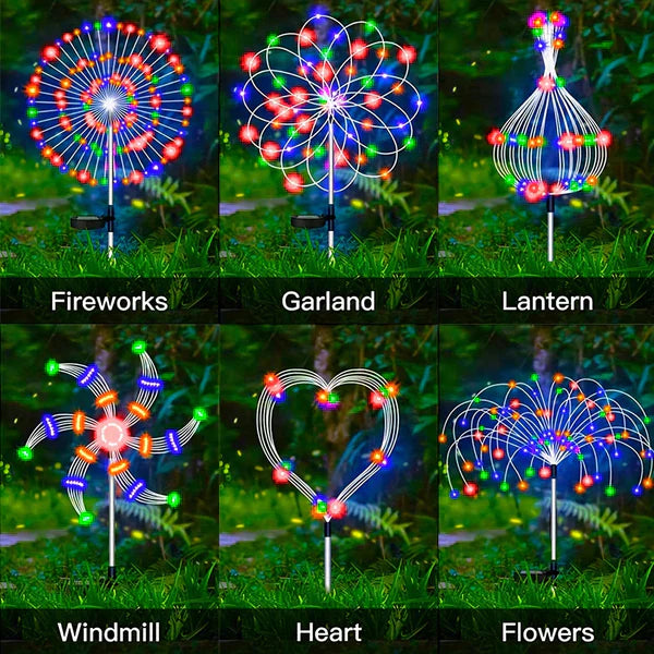 Floroux Pièce Lampes de jardin solaires d'extérieur Firework
