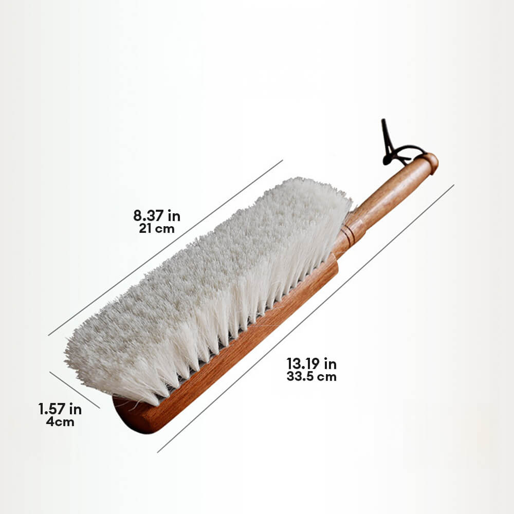 Brosse de nettoyage multifonctionnelle en poils de laine avec poignée en bois de santal