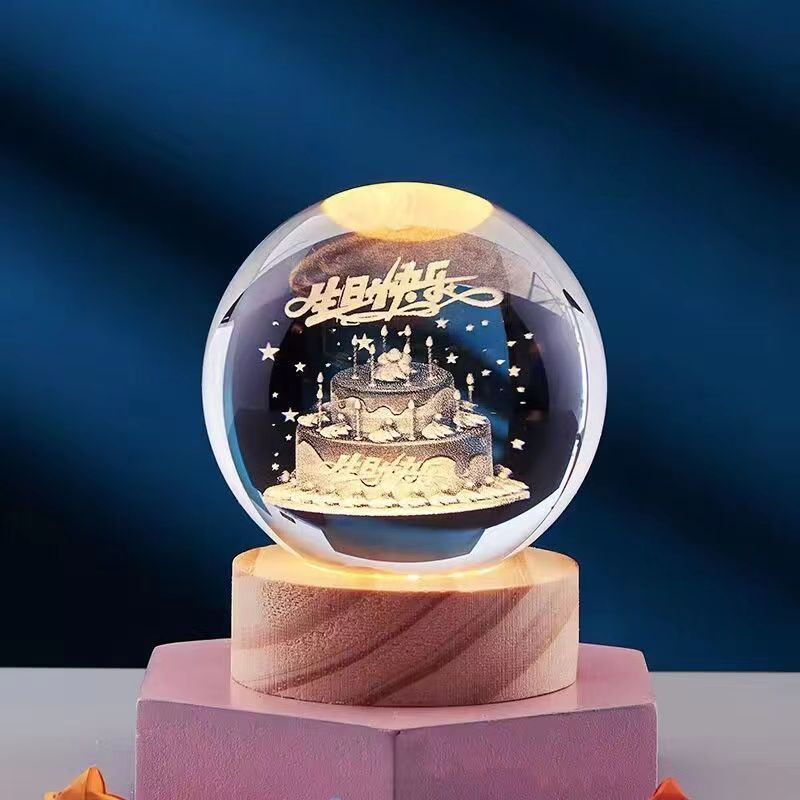 Lampe de Nuit en Cristal 3D - Lampe de Nuit en Cristal avec Effet 3D Magique