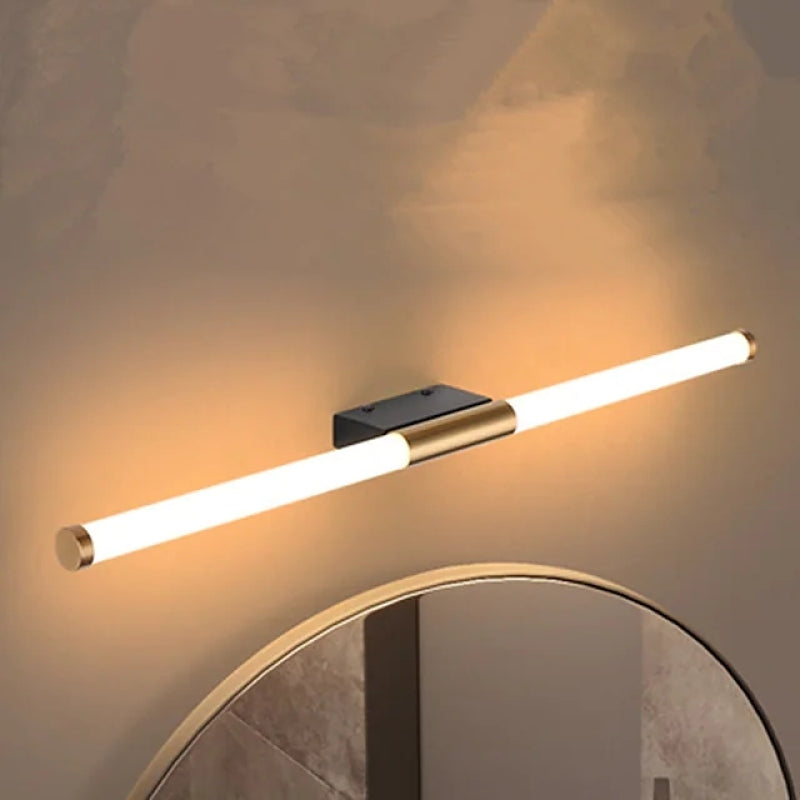 Applique murale LED linéaire moderne simple Leigh en métal doré blanc pour chambre