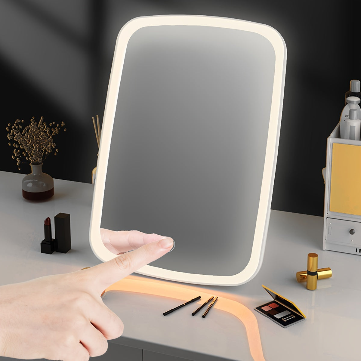 BloomMirror - Miroir de maquillage élégant LED USB rechargeable