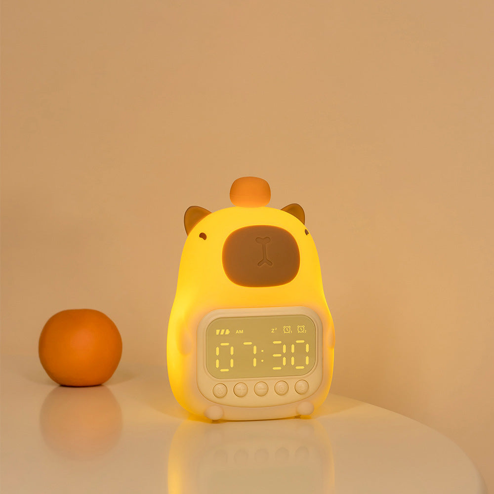 Réveil en silicone Squishy Capybara avec veilleuse LED - Cadeau parfait pour les enfants et les filles