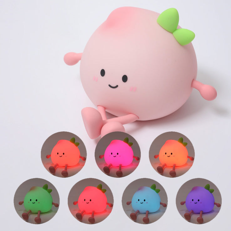 Lampe de nuit LED en silicone souple en forme de pĂȘche - Cadeau parfait pour les enfants et les filles