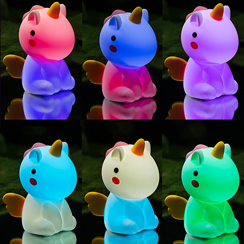 Lumière nocturne LED licorne en silicone confortable - Cadeau parfait pour les enfants et les filles