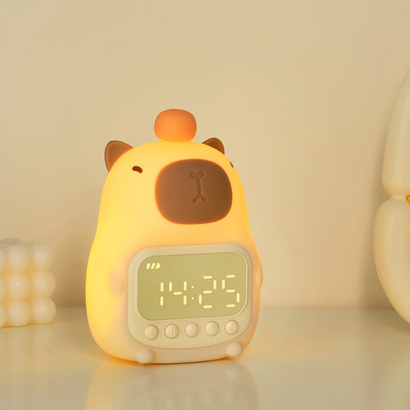 Réveil en silicone Squishy Capybara avec veilleuse LED - Cadeau parfait pour les enfants et les filles