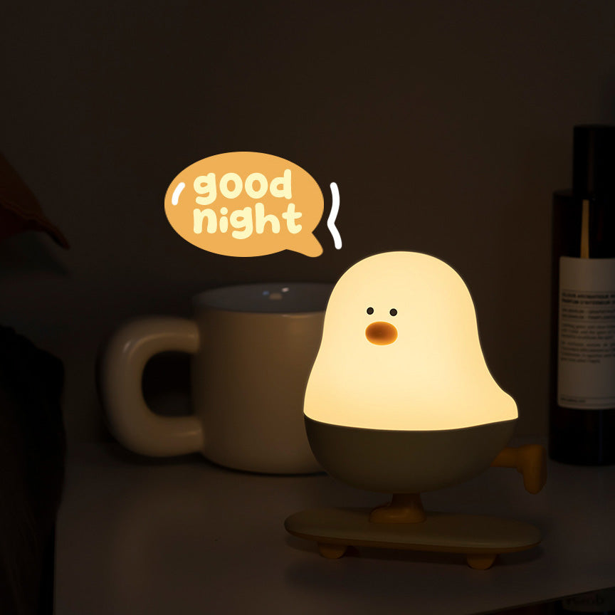 Lampe de nuit LED en silicone squeaky skateboard chicken - Cadeau parfait pour les enfants et les filles
