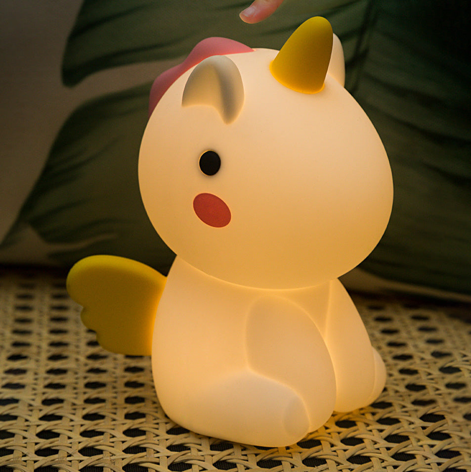 Lumière nocturne LED licorne en silicone confortable - Cadeau parfait pour les enfants et les filles