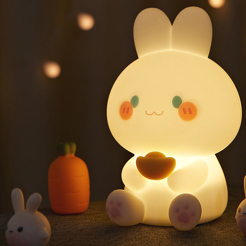 Lampe de chevet LED en silicone moelleux en forme de lapin - Cadeau parfait pour les enfants et les filles