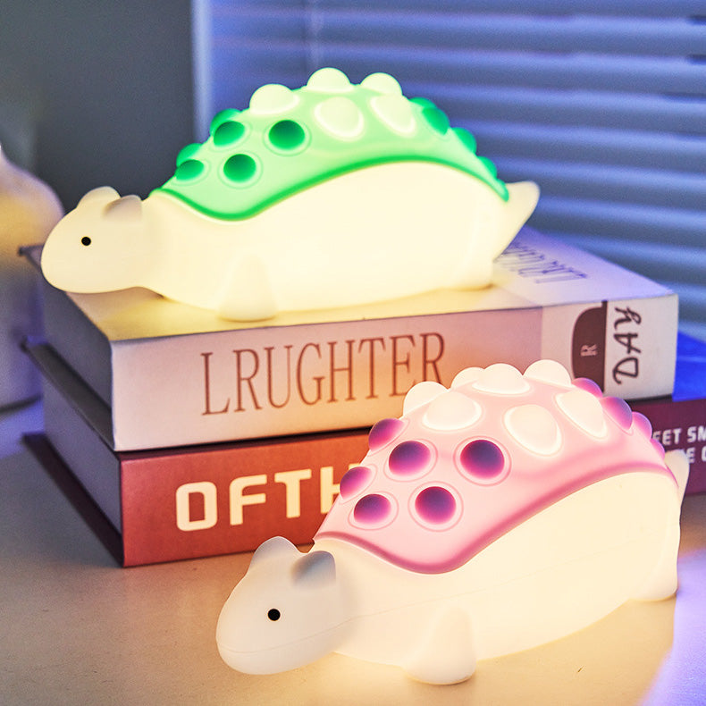 Lampe de nuit LED Pop-it dinosaure en silicone squishy - Cadeau parfait pour les enfants et les filles